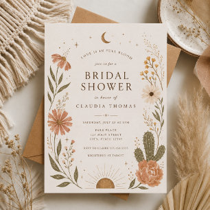 Boho Desert Bridal Shower Terracotta Wildflower Invitation