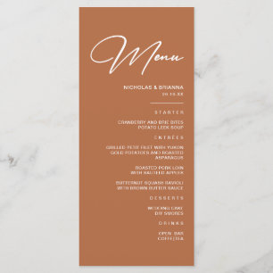 Boho Desert Burnt Orange Wedding Menu