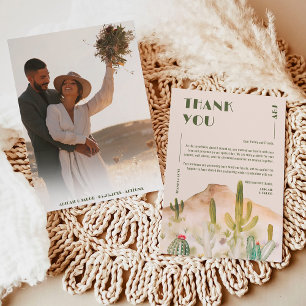 Boho Desert Cactus Arizona Destination Wedding Thank You Card