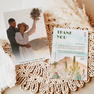 Boho Desert Cactus Arizona Destination Wedding Thank You Card