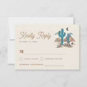 Boho Desert Cactus Arizona Southwestern Wedding RSVP Card