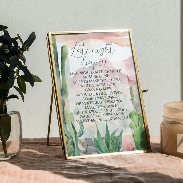 Boho Desert Cactus Baby Shower Diaper Game Sign (Creator Uploaded)