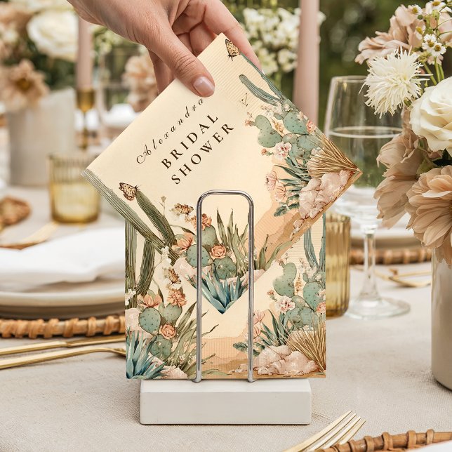 Boho Desert Cactus Bridal Shower Napkin (Creator Uploaded)