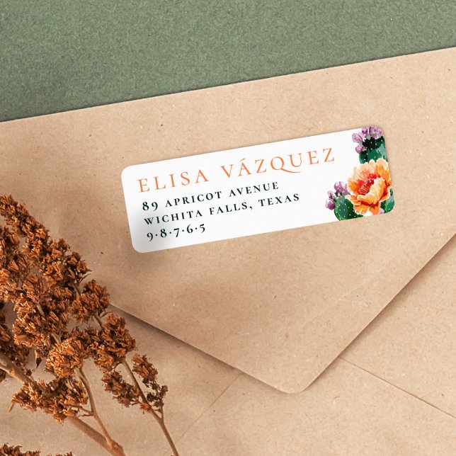 Boho Desert Cactus & Flowers Return Address Return Address Label (Return Address Label Mock-up)