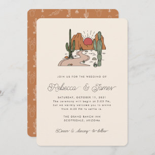 Boho Desert Cactus Modern Script Wedding Invitation