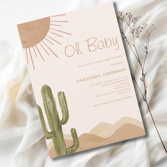 Boho Desert Cactus Oh Baby Shower  Invitation (Creator Uploaded)