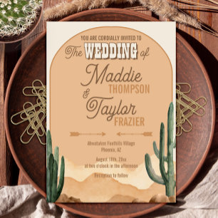 Boho Desert Cactus Rustic Southwestern Wedding Invitation