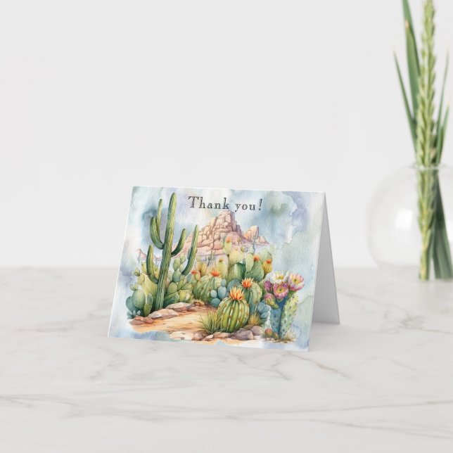 Boho Desert Cactus Watercolor Scenery Card (Front)