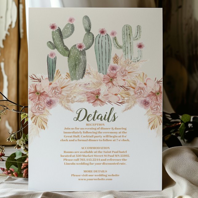 Boho Desert Cactus Wedding Enclosure Card (Creator Uploaded)