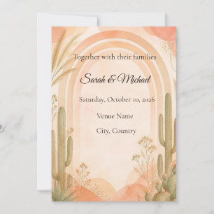 Boho Desert Cactus Wedding Invitation