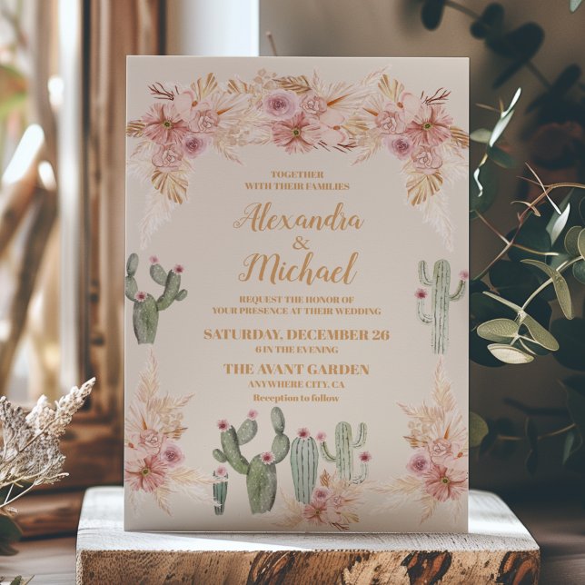 Boho Desert Cactus Wedding Invitation (Creator Uploaded)