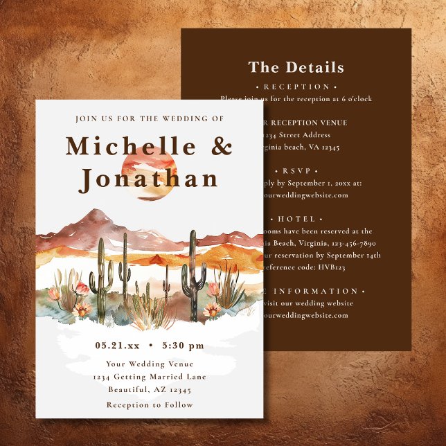 Boho Desert Cactus Western All-in-One Wedding Invitation (Boho Desert Cactus Western All-in-One Wedding Invitation)