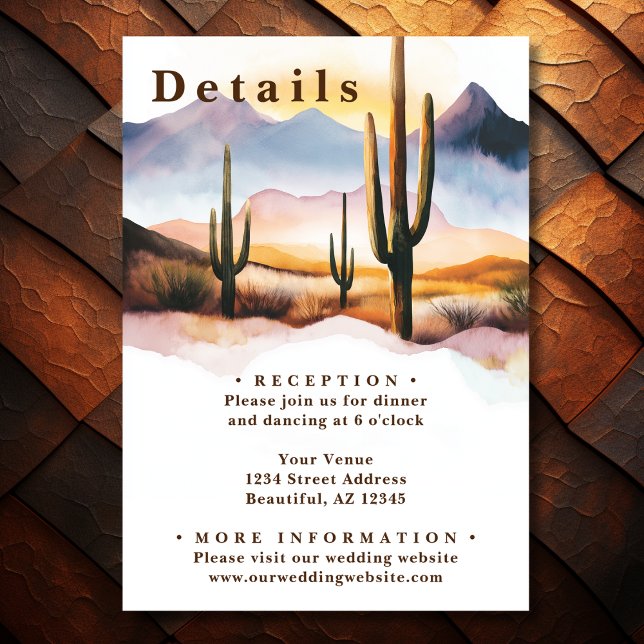 Boho Desert Cactus Western Wedding Details Enclosure Card (Front - Boho Desert Cactus Western Wedding Details Enclosure Card)
