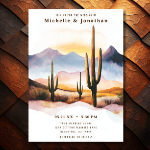 Boho Desert Cactus Western Wedding Invitation