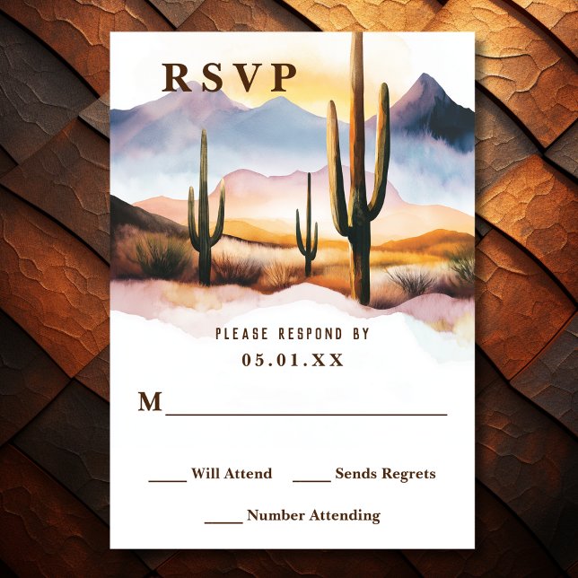 Boho Desert Cactus Western Wedding RSVP Card (Front - Boho Desert Cactus Western Wedding RSVP Card)