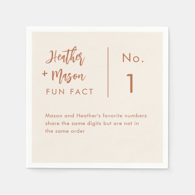 Boho Desert Couple Fun Facts Wedding Napkins (Front)