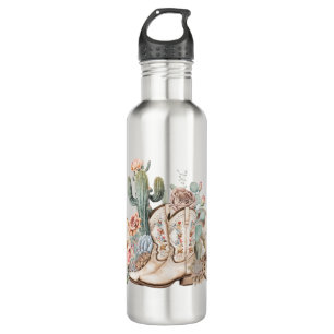 Boho desert cowgirl cowboy boots cowboy hat 710 ml water bottle