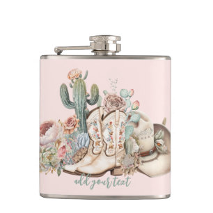 Boho desert cowgirl cowboy boots cowboy hat hip flask