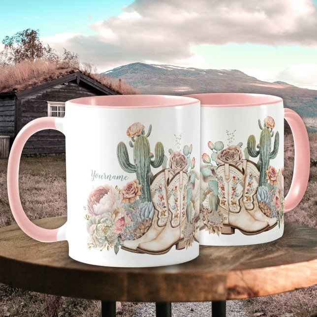 Boho desert cowgirl cowboy boots cowboy hat mug (Boho desert cowgirl cowboy boots cowboy hat mug)