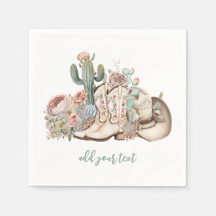 Boho desert cowgirl cowboy boots cowboy hat napkin