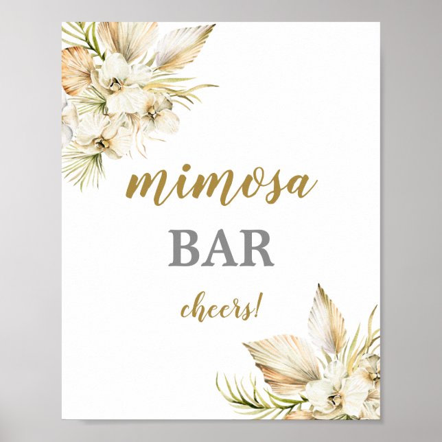 Boho Desert dried palms Mimosa Bar sign (Front)