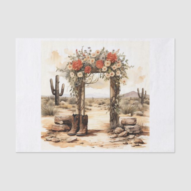 Boho Desert Floral Arch Art for Decoupage  Tissue Paper (Front)