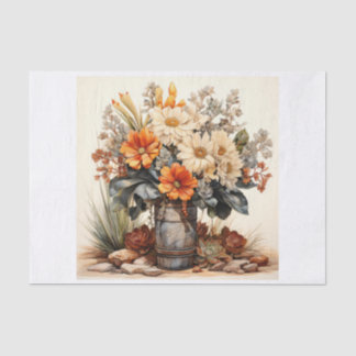 Boho Desert Floral Bouquet Art for Decoupage Tissue Paper