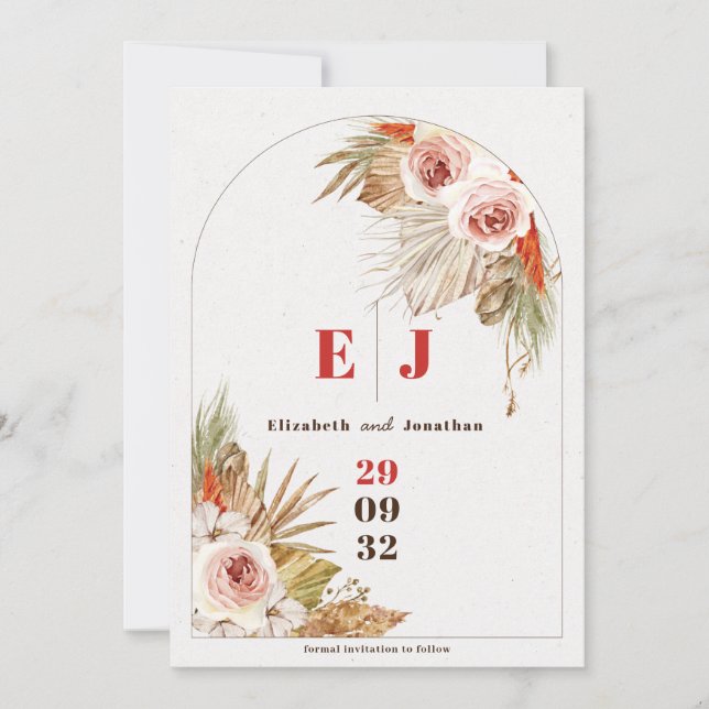 Boho desert floral Earth tones wedding Save The Date (Front)