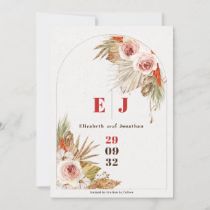 Boho desert floral Earth tones wedding Save The Date