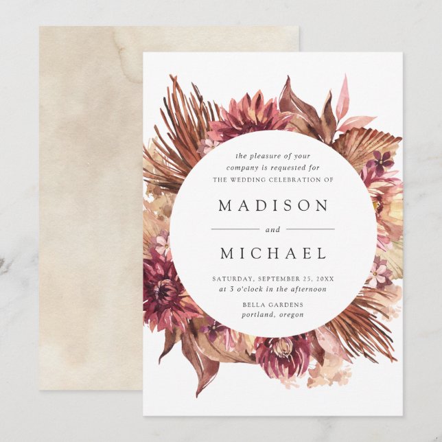 Boho Desert Floral Frame Wedding Invitation (Front/Back)