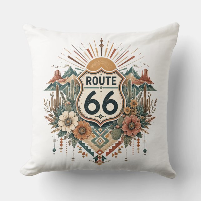 Boho Desert Floral Roadside Crest Cushion (Front)