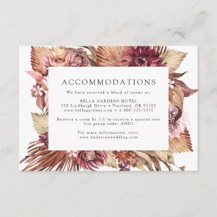Boho Desert Floral Wedding Hotel Accommodations Enclosure Card