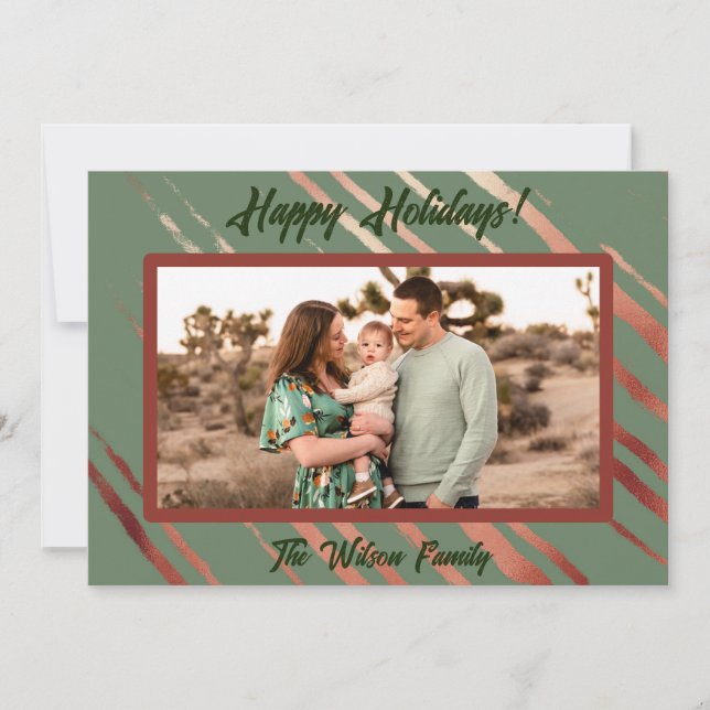 Boho Desert Green Flat Holiday Card (Front)