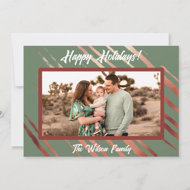 Boho Desert Green Flat Holiday Card (Front)