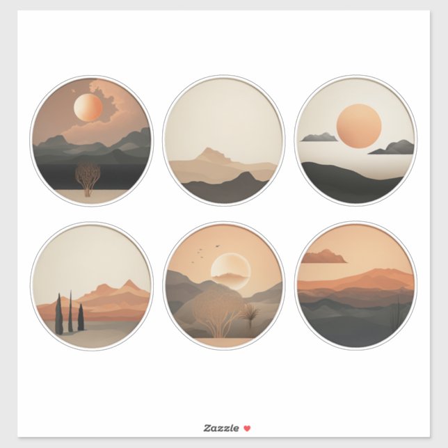 Boho Desert Horizon: Surreal Landscape Round  (Sheet)