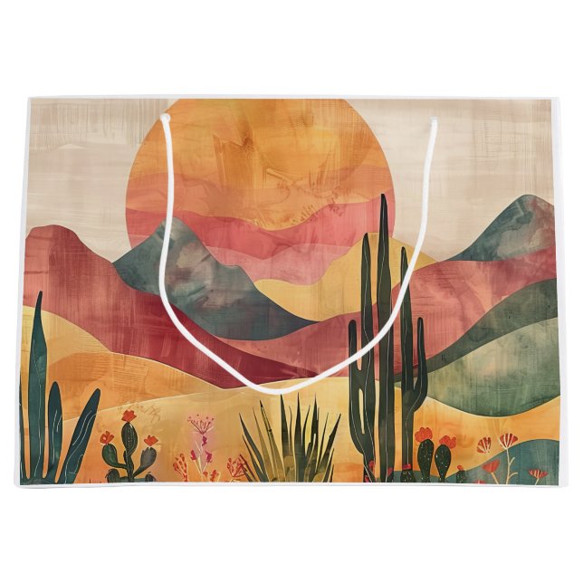 Boho Desert Landscape - Southwestern Nature Large Gift Bag (Front)