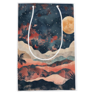 Boho Desert Moon Indigo Copper Celestial Landscape Medium Gift Bag
