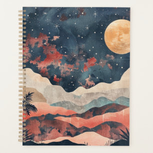 Boho Desert Moon Indigo Copper Celestial Landscape Planner