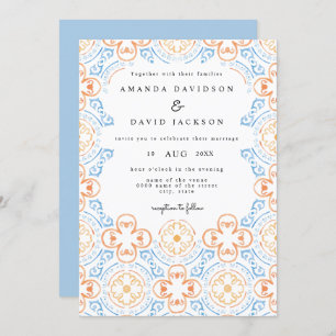Boho Desert Morroccan Tiles Terracotta Wedding Invitation