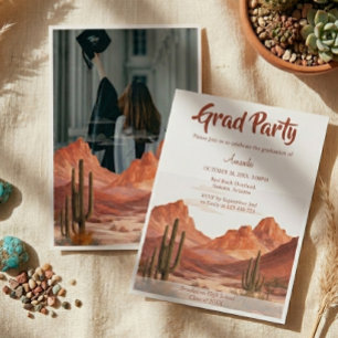 Boho Desert Mountain Southwest Graduation Invitation