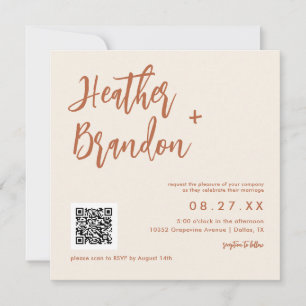 Boho Desert QT Code Wedding Square Invitation