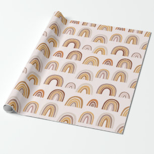 Boho Desert Rainbow Abstract Arch Pattern Taupe Wrapping Paper