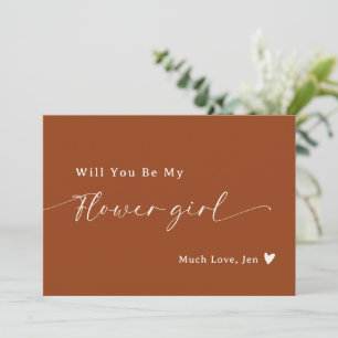 Boho Desert Rust Script Flower Girl Proposal Card