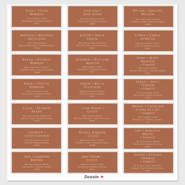 Boho Desert | Rust Wedding Guest Address Labels (Sheet)