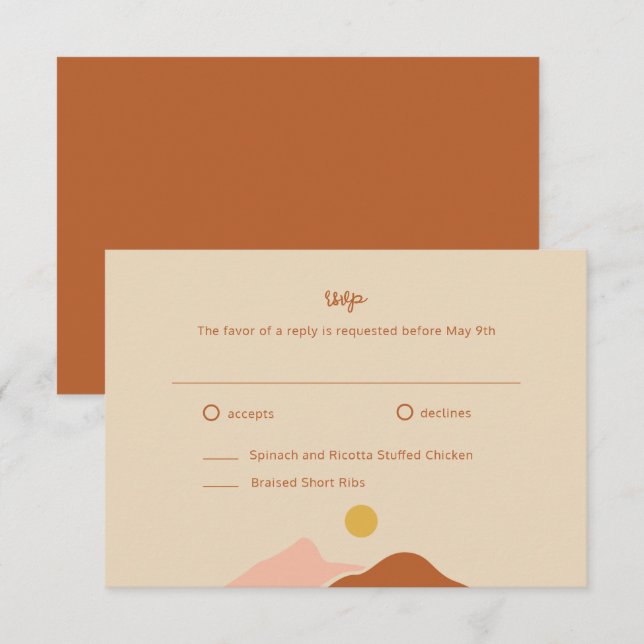 Boho Desert Simple Wedding RSVP Enclosure Card (Front/Back)