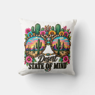 Boho Desert State Of Mind Cactus Sunset Cushion