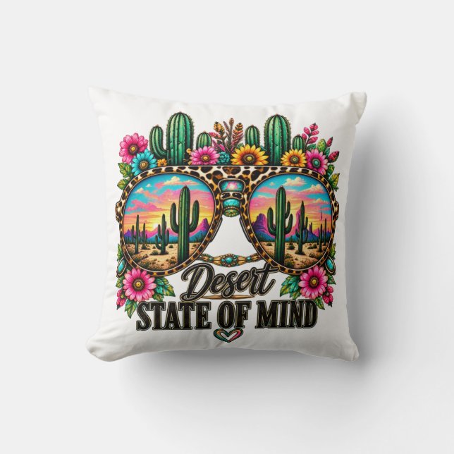 Boho Desert State Of Mind Cactus Sunset Cushion (Front)
