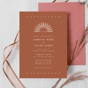 Boho Desert Sun Burnt Orange Terracotta Wedding Invitation