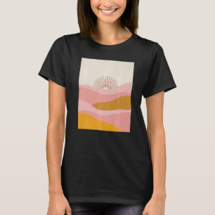 Boho Desert Sun Sunset Waves in Pink, Orange and C T-Shirt