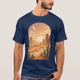 Boho Desert Sunset Arch Illustration T-Shirt